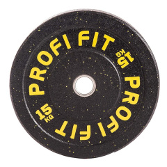 Profi Fit бамперный черный 15 кг из каталога дисков для штанги с посадочным диаметром 50 мм. в Воронеже по цене 11450 ₽